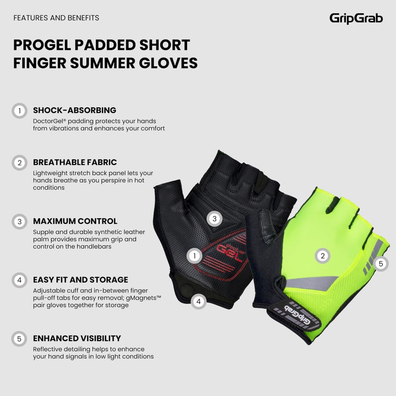 GripGrab ProGel 4mm DoctorGel Padded Short Finger Summer Cycling Gloves Comfortable Cushioned Fingerless Bike Glove - Image 2